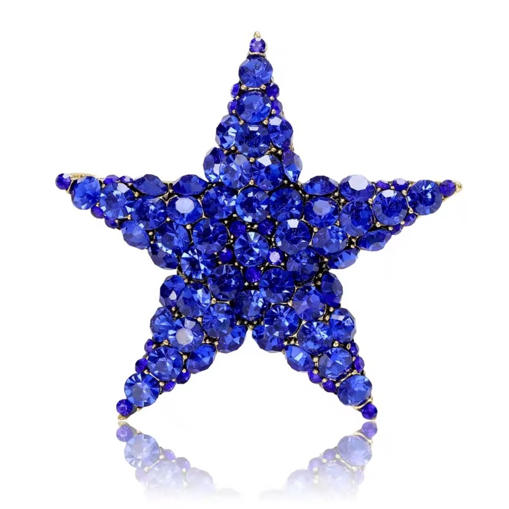 Blue Star Sapphire Crystal Brooch